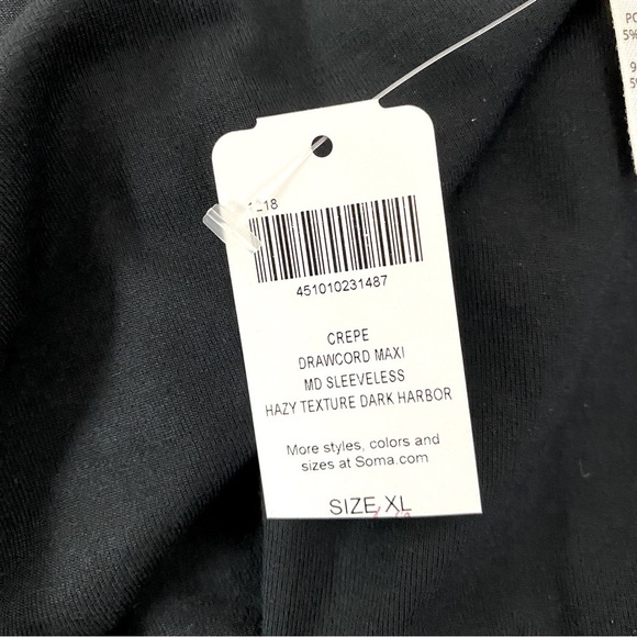 Soma Dark Harbor Crepe Drawcord Sleeveless Maxi Dress Size XL - Picture 8 of 9